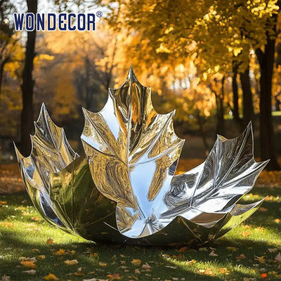Custom Metal Abstract Hollowed-Out Maple Leaf Stainless Steel Sculpture