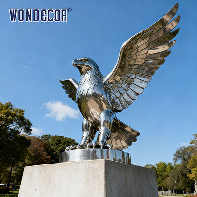 Large-scale Modern-style Metal Craft Eagle Stainless Steel Sculpture for Outdoor Use