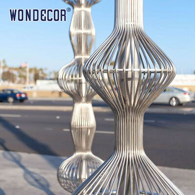 Large outdoor park square stainless steel lighting sculpture