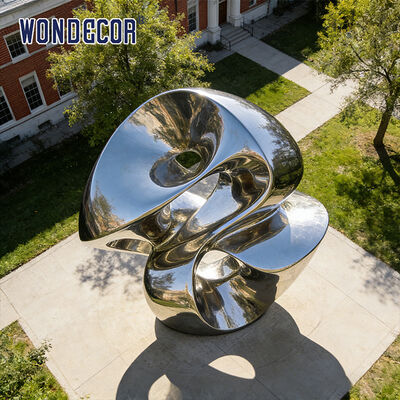 Large Outdoor Park Modern Stainless Steel Sculpture - "Flowing Loop" Metal Art Decor