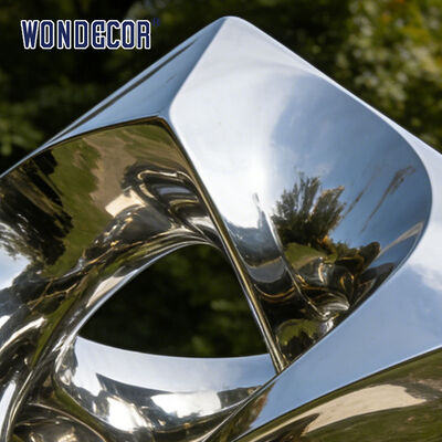 Large Scale "Edge Light Vortex" Mirror Stainless Steel Geometric Art Sculpture in Outdoor Park