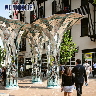 Large outdoor park stainless steel lighting sculpture